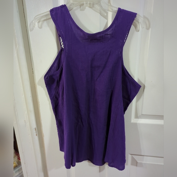 Cato Top Size L Purple Pull Over Lace Around Neckline Sleeveless New With Tags - Picture 6 of 9